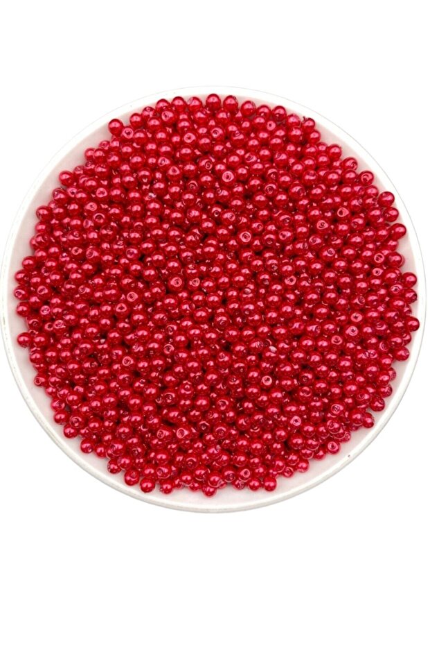 50 Gr 4mm Red Glass Pearl Beads, Jewelry Making Beads (50gr, ~550 Beads
