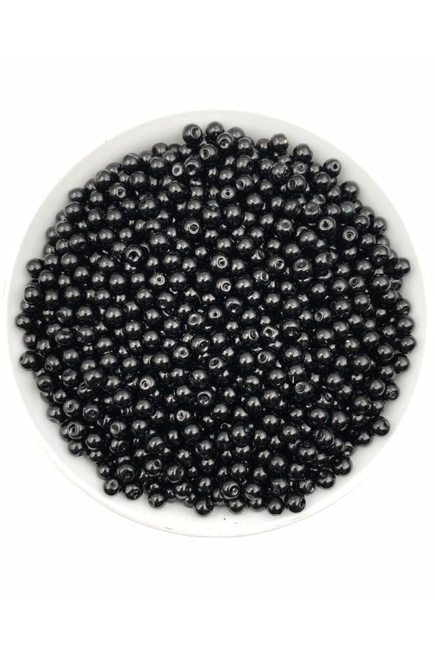 50 Gr 5mm Black Glass Pearl Beads, Jewelry Making Beads (50gr,~300 Pieces)