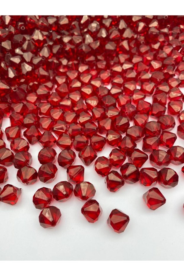 14mm Burgundy Color Pyramid Model Acrylic Beads, Jewelry, Bag Making Beads (100Gr,~110 Pieces)