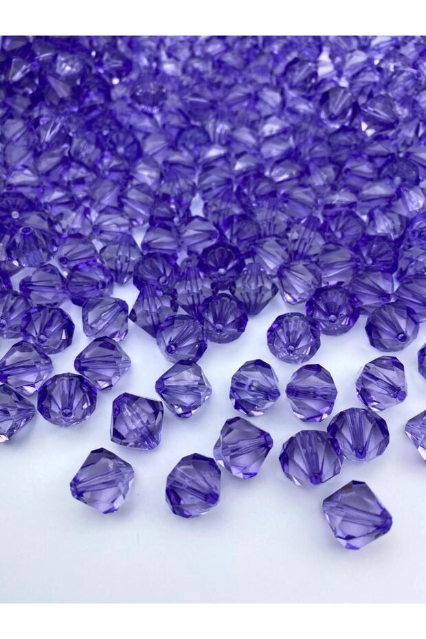 14mm Purple Color Pyramid Model Acrylic Beads, Jewelry, Bag Making Beads (100Gr,~110 Pieces)