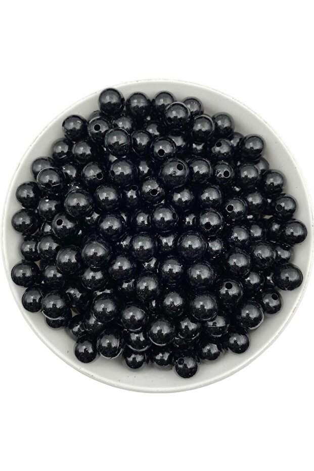 Plastic Pearl, 50Gr 10mm Black Plastic Pearl Beads, Jewelry Making Beads (50Gr,~95 Pieces)