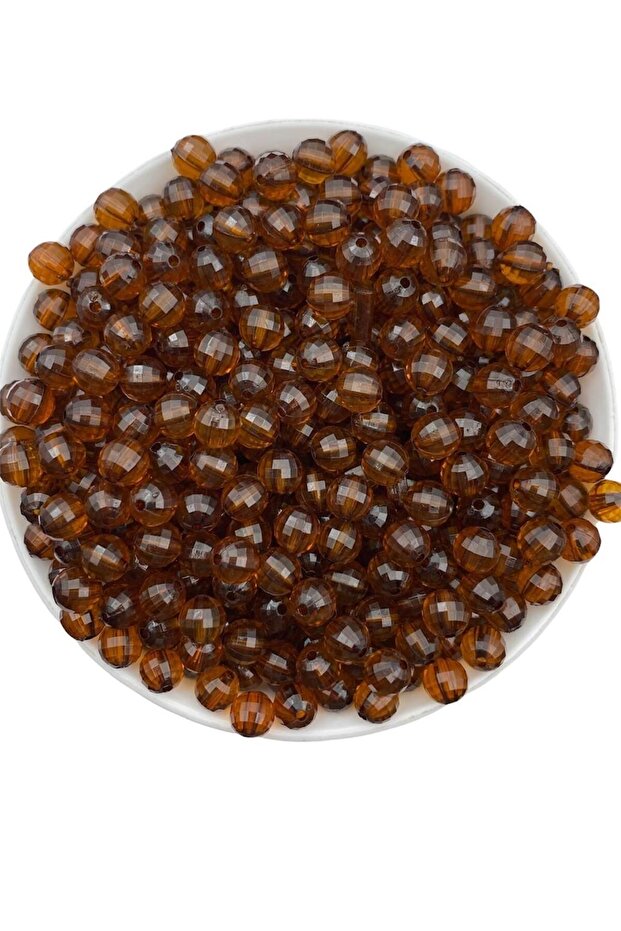 8mm Brown Acrylic World Model Beads, Jewelry, Bag Making Beads (50Gr, ~200 Pieces)