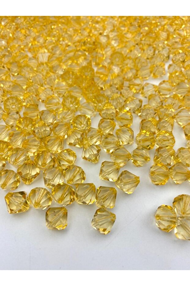 14mm Mustard Color Pyramid Model Acrylic Beads, Jewelry, Bag Making Beads (100Gr,~110 Pieces)
