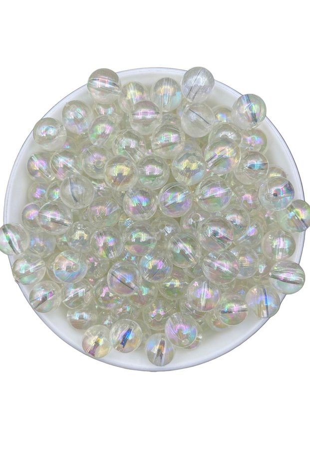 12mm Transparent Colored Acrylic Ball Beads, Shiny Jewelry, Bag Making Beads (100gr,~95 Pieces)