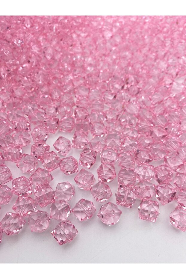 100gr 10mm Pink Color Cube, Cubic Model Acrylic Beads, Bag Beads (100gr,~180 Pieces)