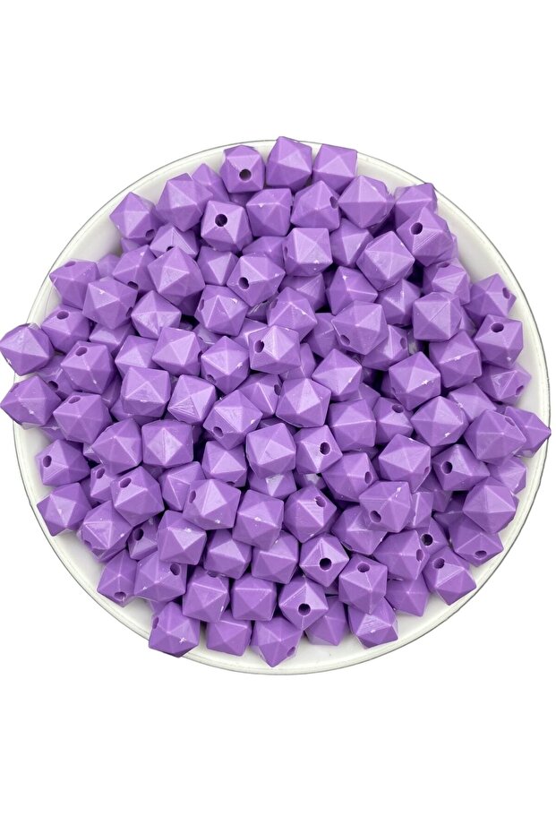 100gr 10mm Opaque Lilac Color Cube, Cubic Model Acrylic Beads, Bag Beads (100GR,~200 PCS)