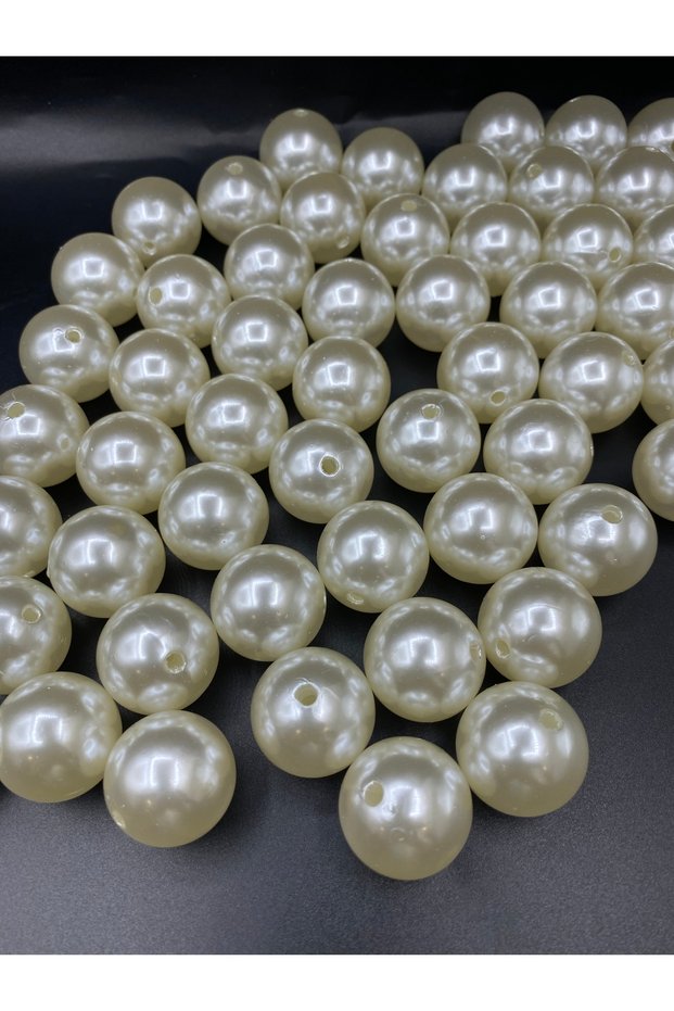100gr 24mm Cream Color Luxury / Luxury Coated Plastic Pearl Bead Bag, Jewelry Beads (100gr,~11 Pieces)