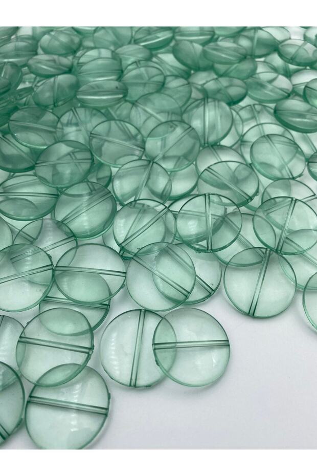 100gr Turquoise/ Water Green 25mm Flat Flat Round Acrylic Beads, Bag Beads (100gr~40 Pieces),