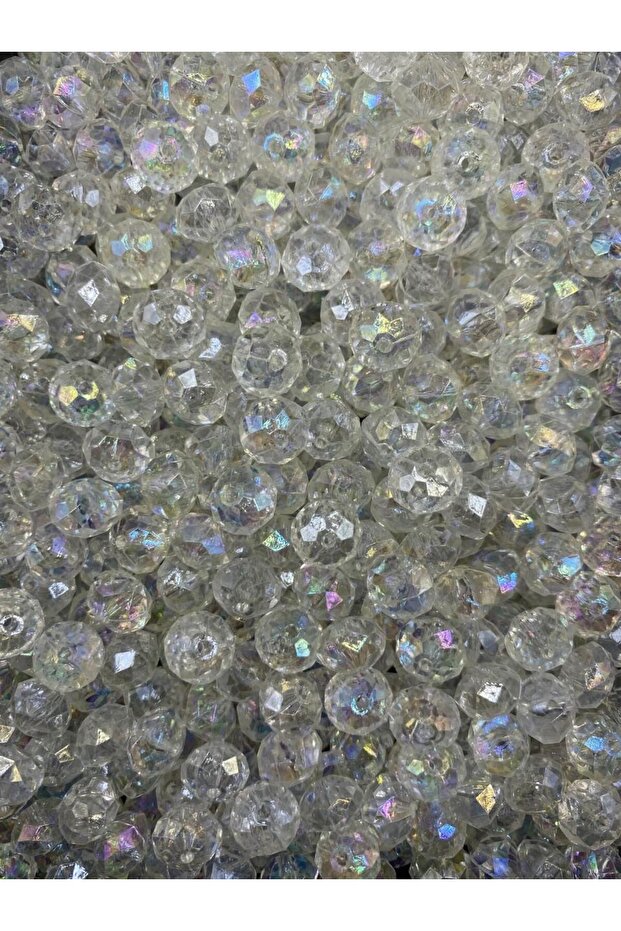 Transparent Color Flat 10mm Janjan Acrylic Beads, Shiny Jewelry, Bag Making Beads (50gr,~150 Pieces)