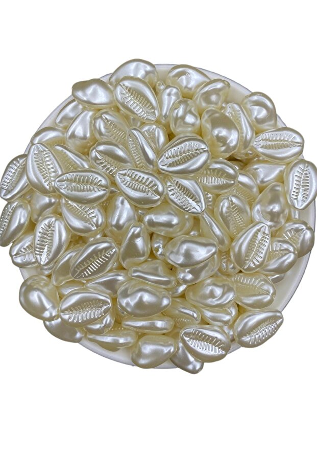 25gr Cream Color Mussel, Seashell Luxury Coated Formless Trapezoid Plastic Pearl Beads #94 (~26pcs)