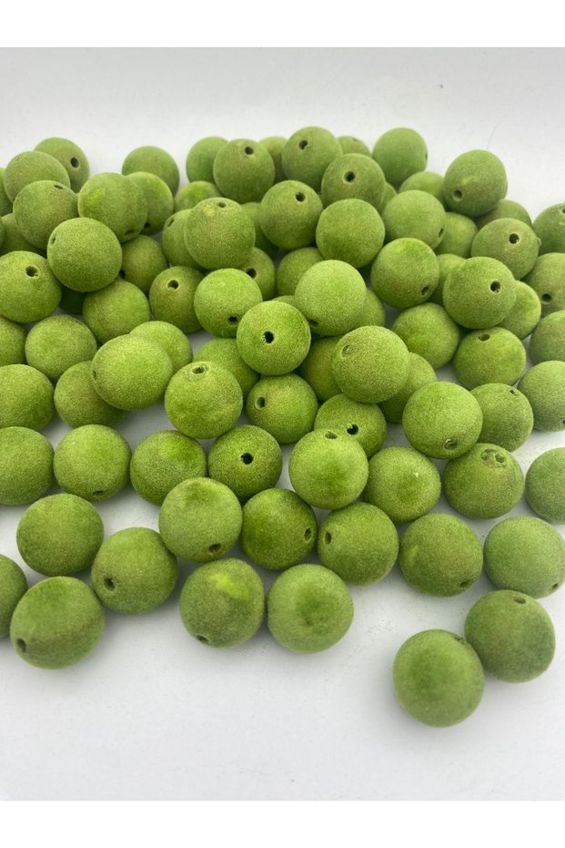 20mm Pistachio Green, Light Green Color Velvet Beads Jewelry Making, Bag Beads (100gr,~20 Pieces)