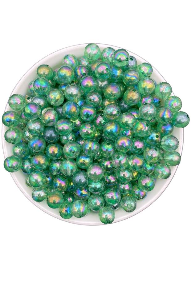 10mm Emerald Green, Green Colored Acrylic Beads, Jewelry, Bag Making Beads (50gr,~80 Pieces)