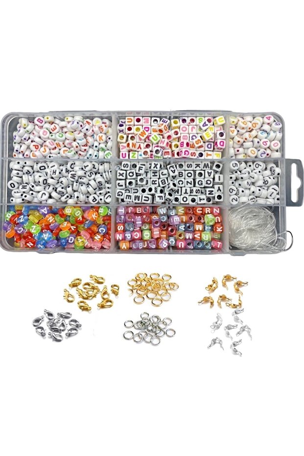 Boxed Letter Beads & Number Beads and Metal Closure Set, Hobby Jewelry Making Beads, Jewelry Making Set