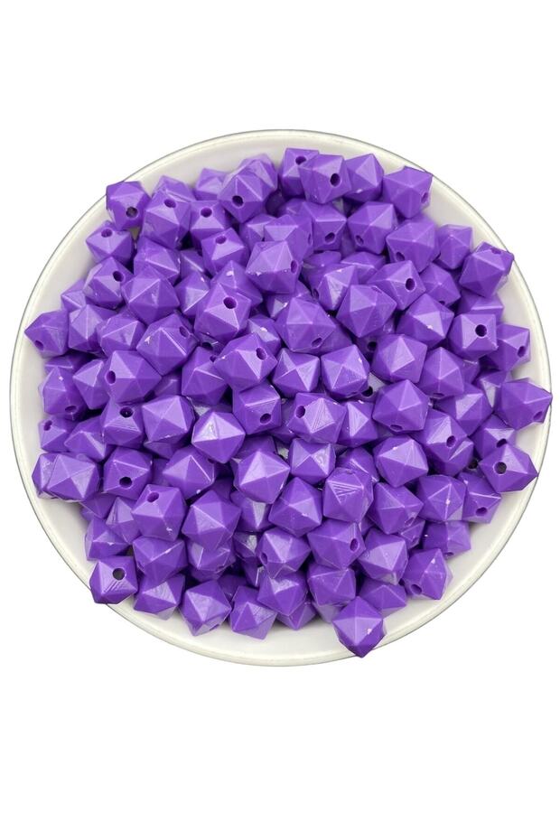 100gr 10mm Opaque Purple / Dark Lilac Color Cube, Cubic Model Acrylic Beads, Bag Beads (100gr,~200 Pieces)
