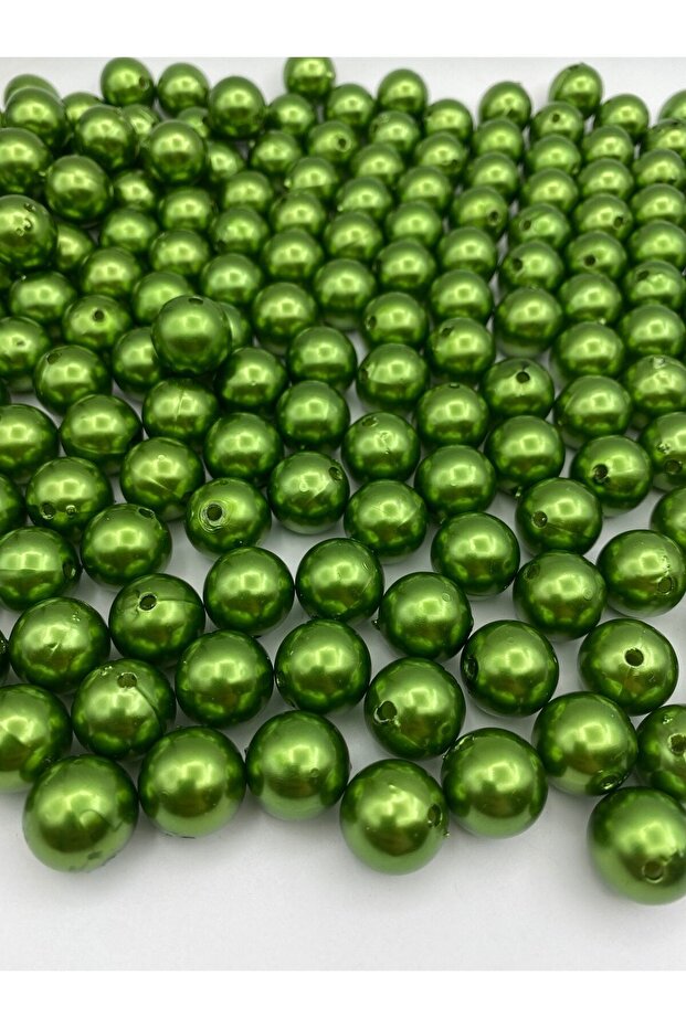 16mm Green Color Plastic Pearl Beads, Bags and Jewelry Making Beads (100 Gr, ~43 Pieces)