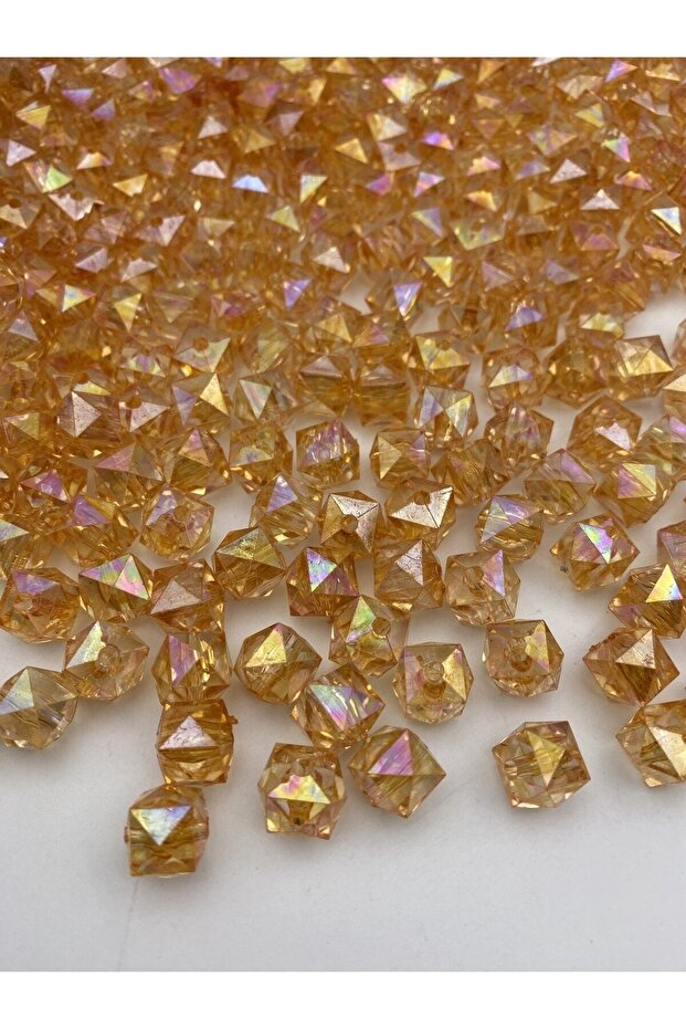 100gr 10mm Orange Cube with Janjan, Cubic Model Acrylic Beads, Jewelry, Bag Beads (100gr,~180 Pieces)