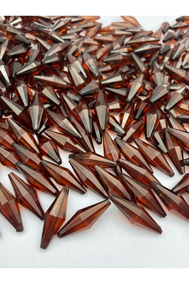Brown Large Barley Model Acrylic Beads, Jewelry, Bag Making Beads (100Gr, ~45 Pieces)