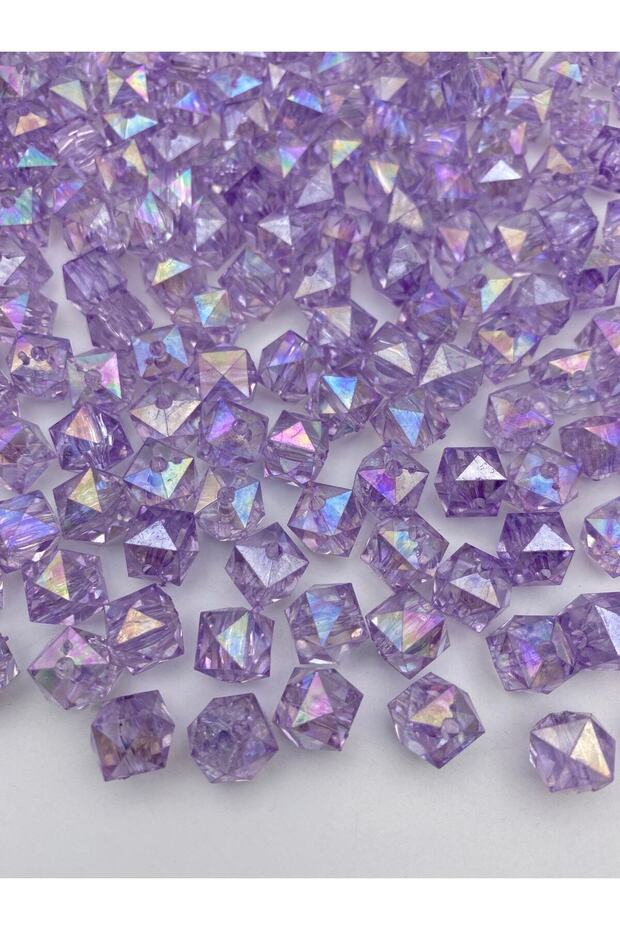 100gr 14mm Lilac Color Cube with Janjan, Cubic Model Acrylic Beads, jewelry, bag Beads (100gr,~80pcs)