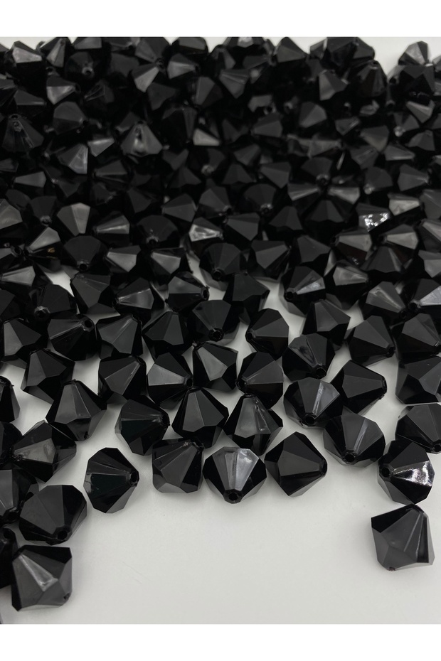16mm Black Color Pyramid Model Acrylic Beads, Jewelry, Bag Making Beads (100Gr, ~70 Pieces)