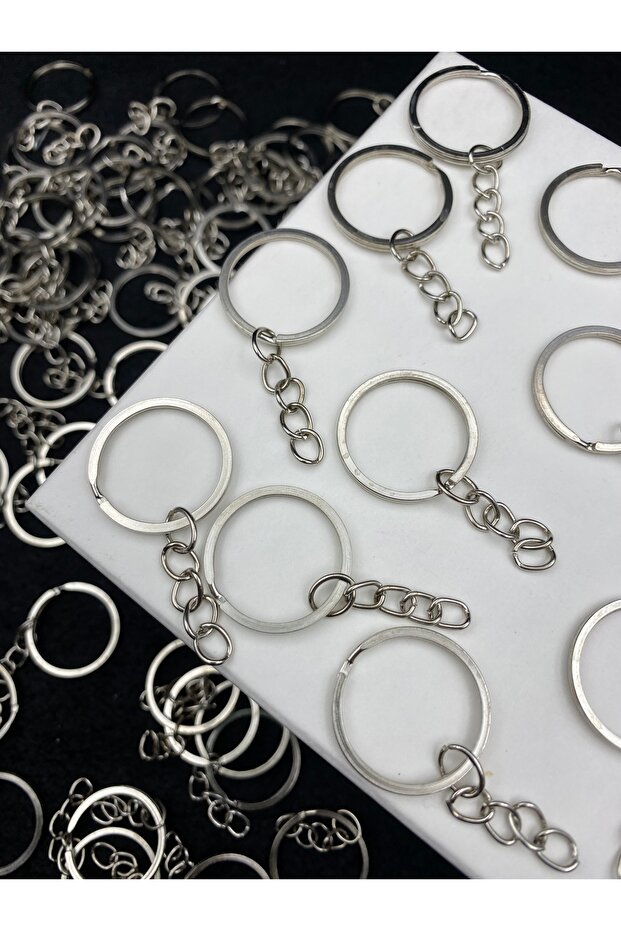 25 Pieces Nickel / Silver Color Metal Key Chain Ring with 2.5cm Chain