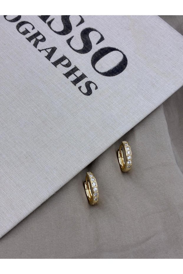 Gold Color Seven Square Baguette Stone Hoop Earrings Cm177