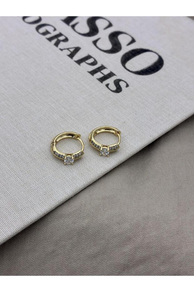 Xuping Gold Color Hoop Earrings with Round Zircon Stone