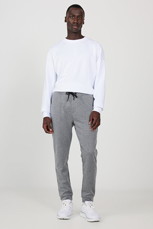 Men's Gray Standard Fit Normal Cut Comfortable Sports Sweatpants with Elastic Waist and Legs
