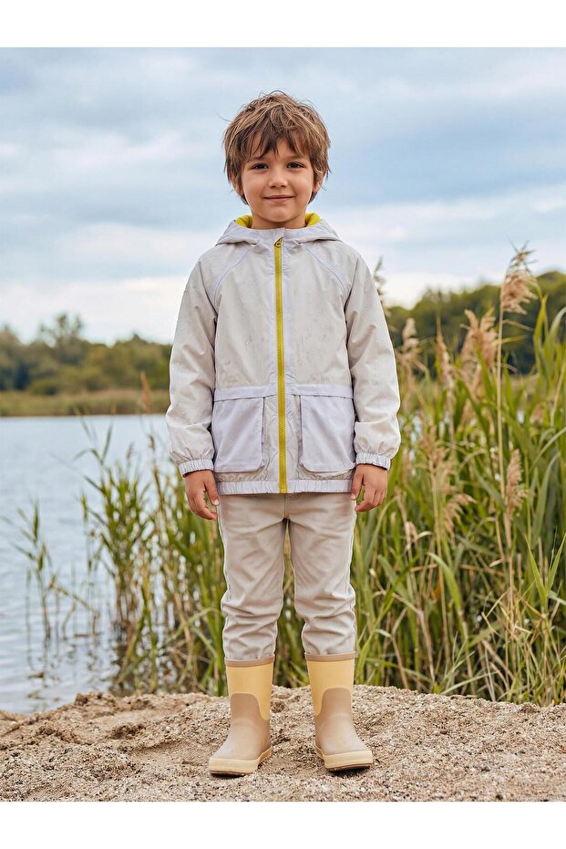 Ready Printed Raincoat with Pocket for Ages 6-9 - Gray 6-7 Years