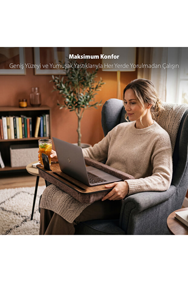 Cushioned Laptop Stand Walnut-Ls023