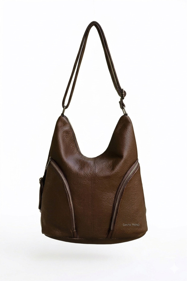 Soft Faux Leather Brown Women's Bag Suitable for Hand Shoulder and Back Use 34*39 cm