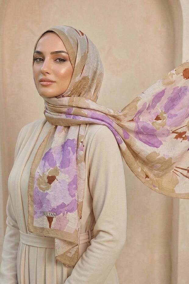 شال من الخيزران منقوش من سلطان - موديل غيزيم - DK02-04
