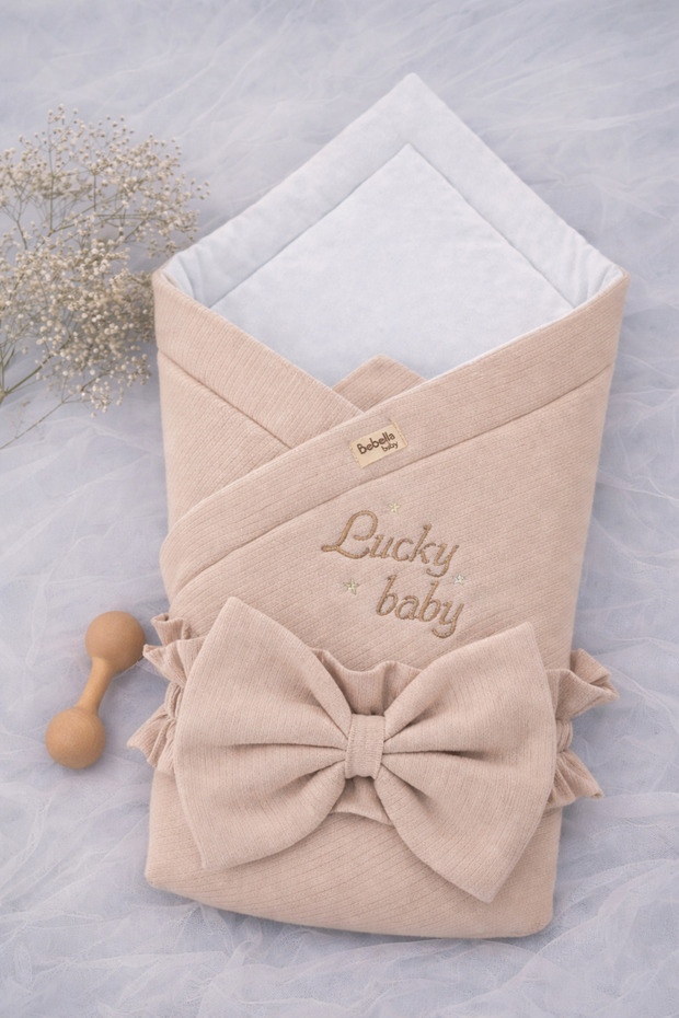 Beige 100% Cotton Baby Blanket 85X85 cm Newborn Swaddle Hospital Release Gift Play Mat