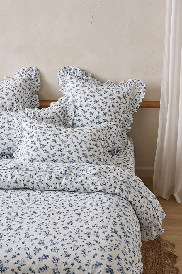 Evenstar Patterned Ruffled Duvet Cover Set Double / Without Sheets