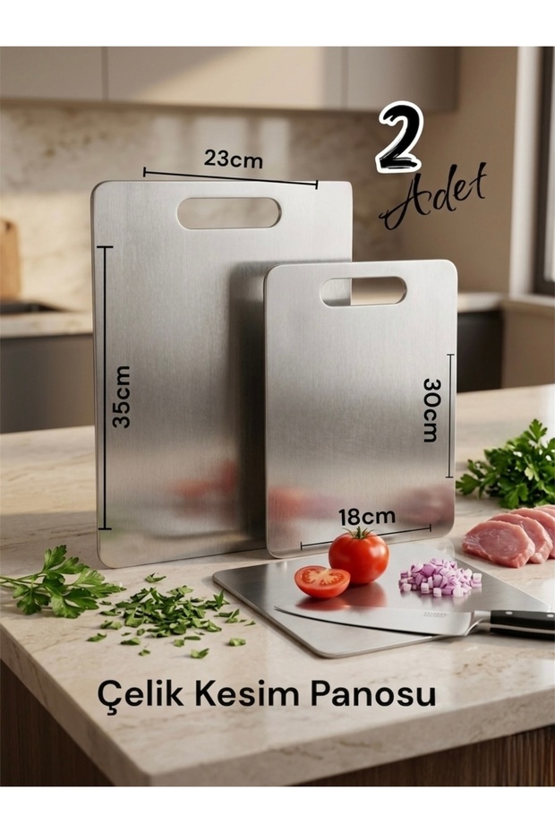 2 Pieces Stainless Steel Cutting Board Chopping Board 30X18 -&- 35X23