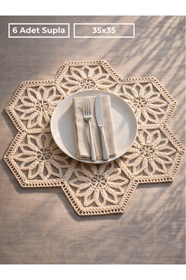 Supla American Service Set of 6 with French Lace Detail | Decorative Table Presentation Mat
