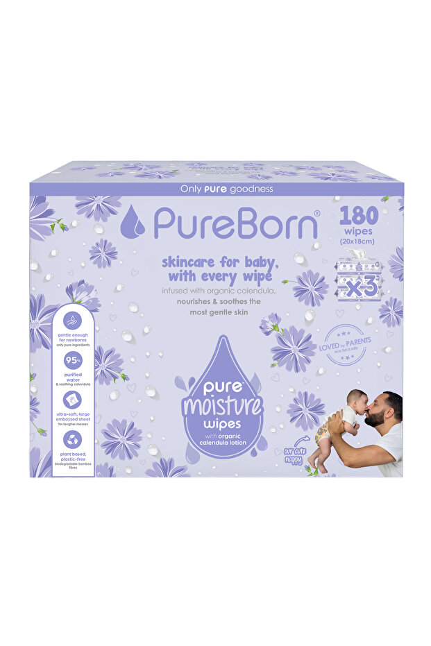 Pure Moisture Baby Wipes With Organic Calendula Lotion- 180s