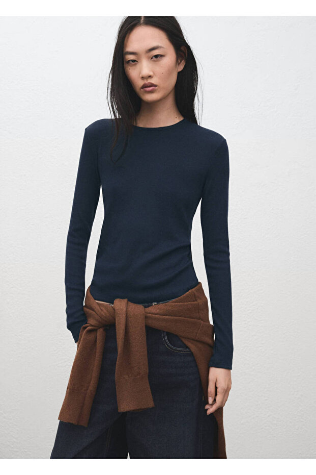 Ribbed T-shirt with long sleeves