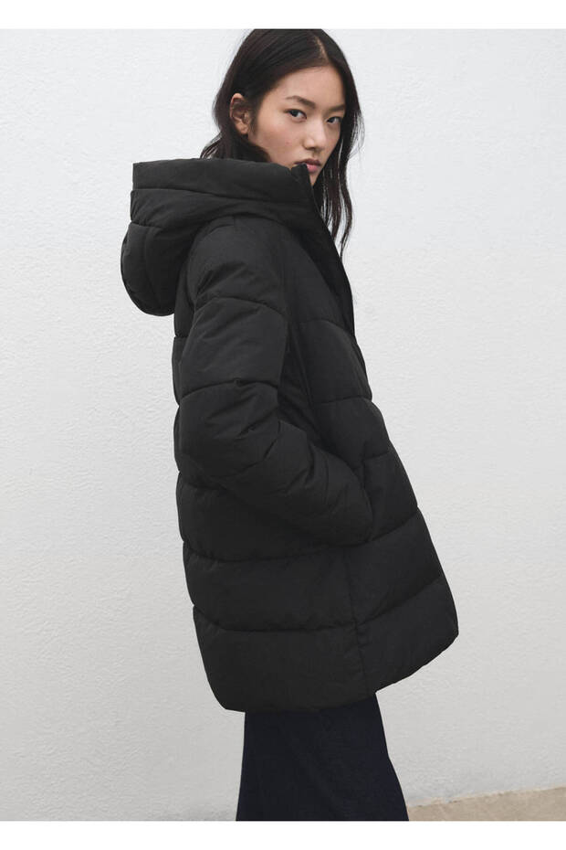 Kapüşonlu kapitone anorak - 7