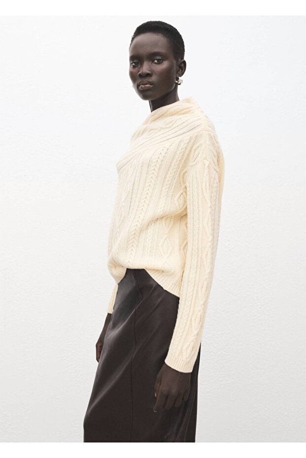 Knitted Patterned Wool Blend Sweater