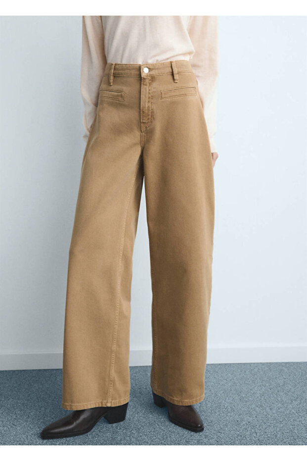Ribbed Detailed Pocket Balloon Jeans