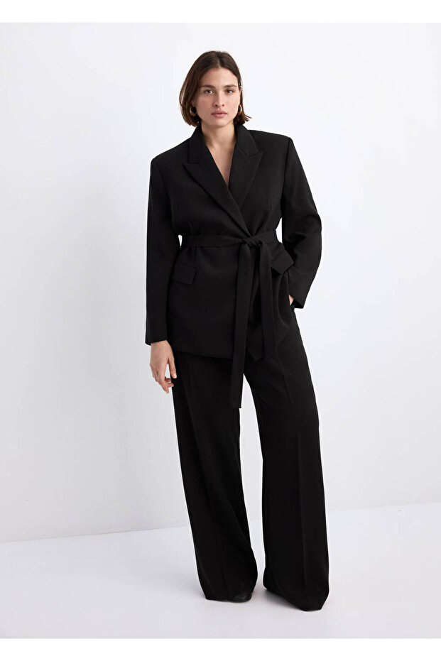 Fular detaylı blazer ceket - 8