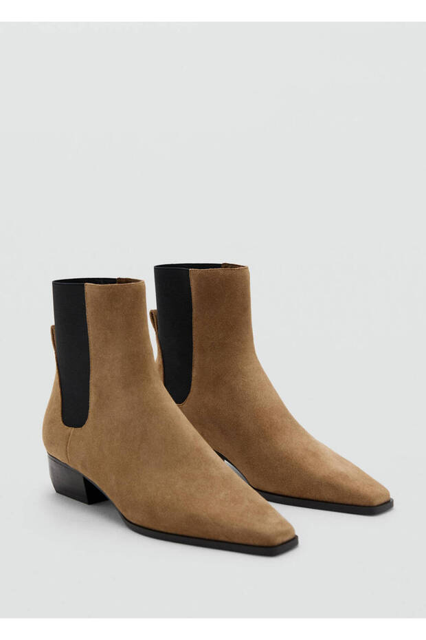 Botine din piele întoarsă cu toc - 1