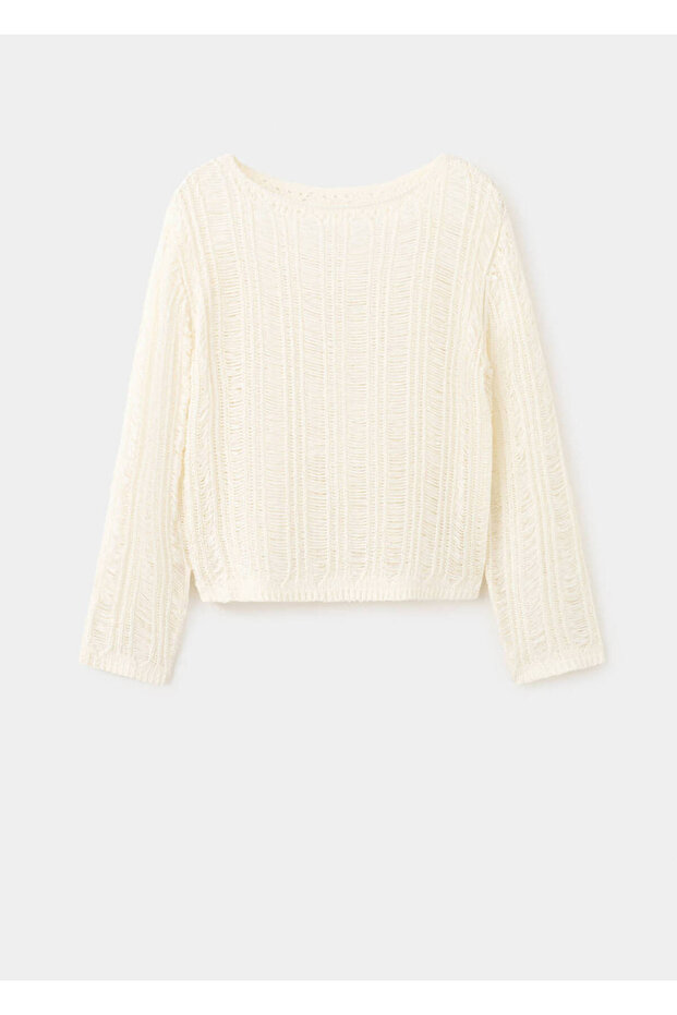 Açık örgü püsküllü kazak - 3