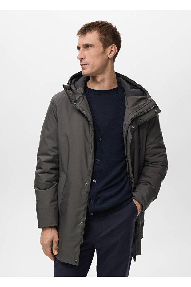 Çıkarılabilir su itici kapitone parka - 7
