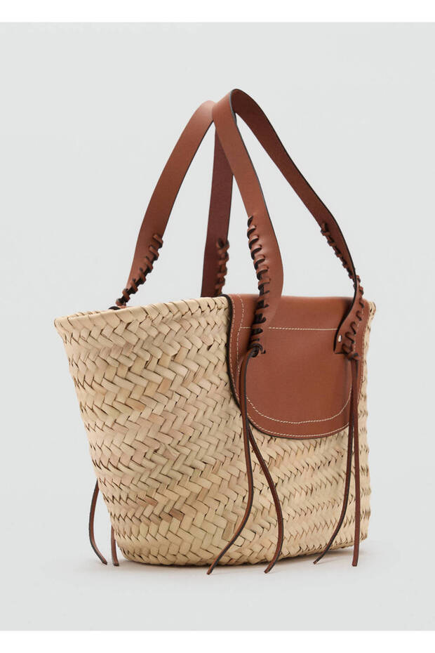 Medium Size Natural Fiber Straw Bag