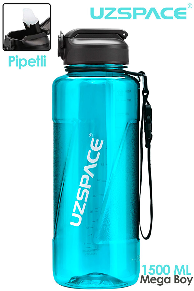 1500 ml Mega Size Tritan Water Bottle with Straw, School Water Bottle with Strap and Straw, Bpa Free Sports