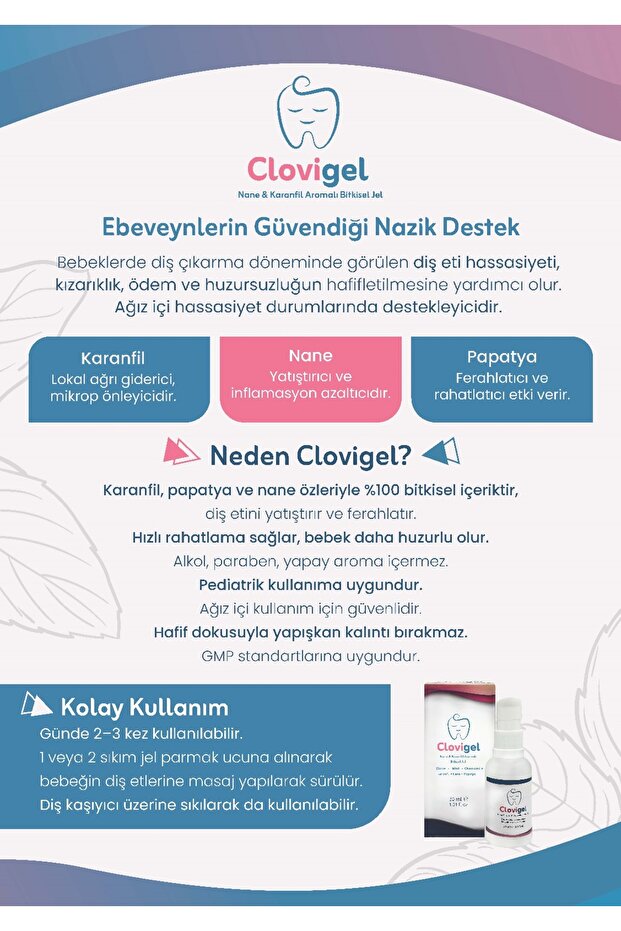 Bebek Diş Çıkarma Jeli - Ağız ve Diş Eti Masaj Jeli Nane ve Karanfil Aromalı - 5