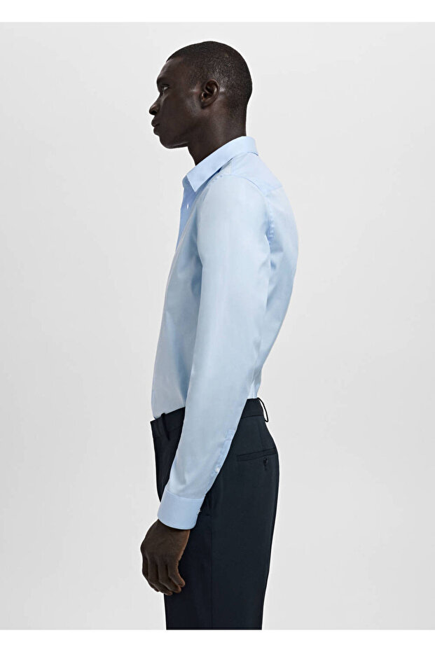Slim fit pamuklu gömlek - 7