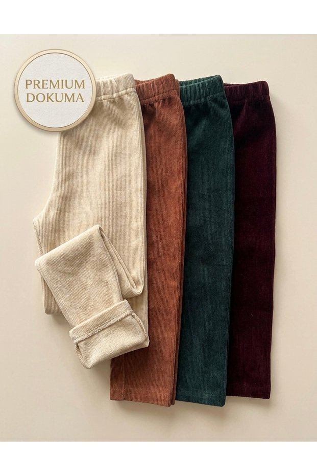 Girl's Corded Fabric Velvet 100% Cotton 4-Piece Colorful Suit Leggings Set
