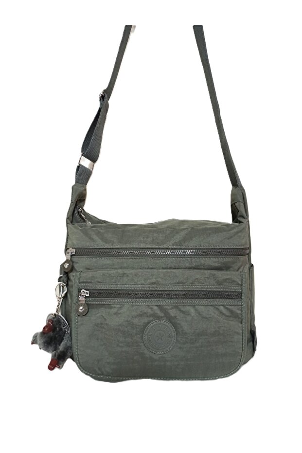 Water-Repellent fabric, grey color, multi Pocketed , Crisscross Straps, large shoulder Messenger Bag, suitable for school.